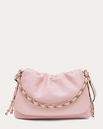 Blush Pink Soft Leather Convertible Chain Strap Crossbody Bag