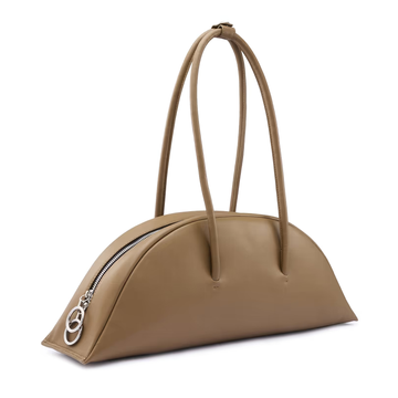 Bisque Nappa Leather Large Modern Bowler Shoulder Bag