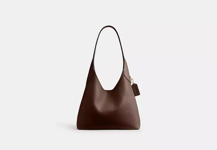 Natural Grain Leather Slouchy Hobo Shoulder Bag
