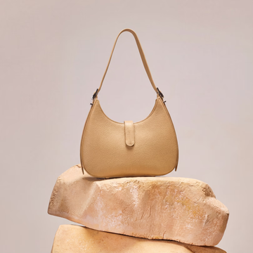 Pebble Leather Adjustable Crescent Crossbody Bag