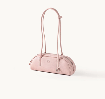 Pink Pebble Leather Mini Bowling Shoulder Bag