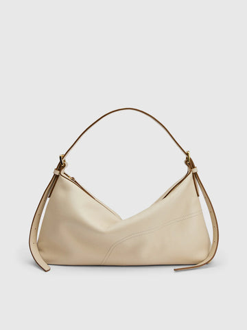 Elongated Calf Leather Adjustable Hobo Shoulder Bag