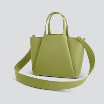 Light Green Smooth Leather Mini Trapeze Convertible Tote Bag